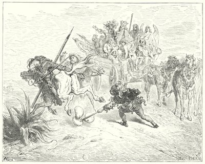 De dwaas van het toneel kwam op met zijn morrische bellen door Gustave Dore