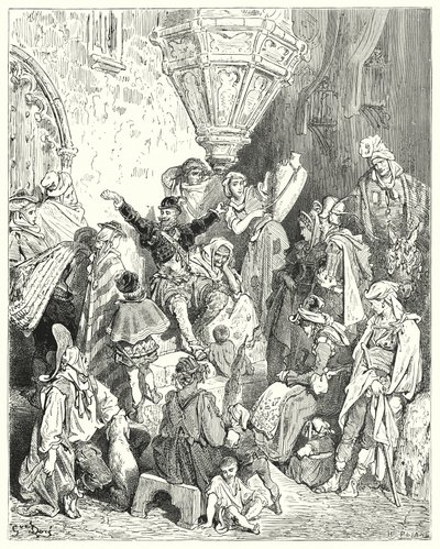 Er was geen land op het aardoppervlak dat hij niet had gezien, noch een gevecht waarin hij niet had deelgenomen (gravure) door Gustave Dore