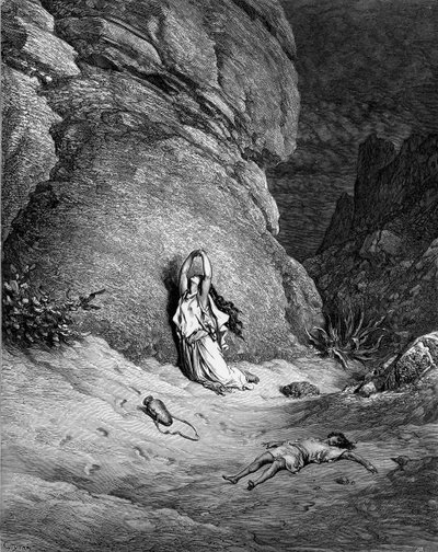 Hagar en Ismaël, gravure door Doré door Gustave Dore