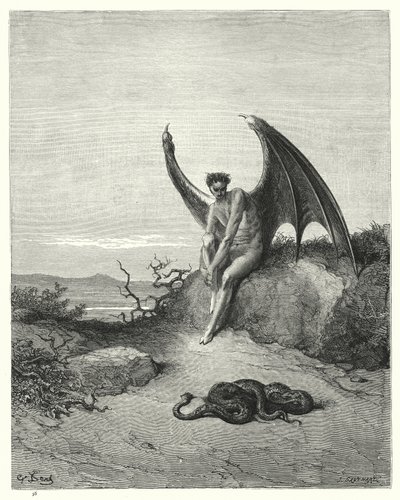Illustratie door Gustave Dore voor Miltons Paradise Lost, Boek IX, regels 182, 183 door Gustave Dore