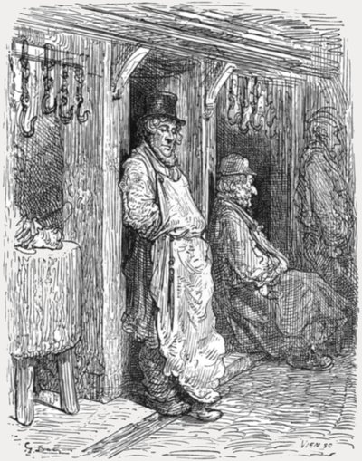 Joodse slagers - Aldgate, 1872 door Gustave Dore