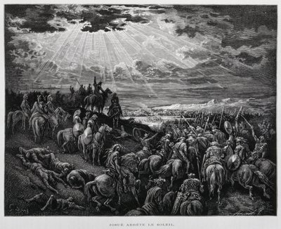 Jozua laat de zon stilstaan, Illustratie uit de Dore Bijbel door Gustave Dore