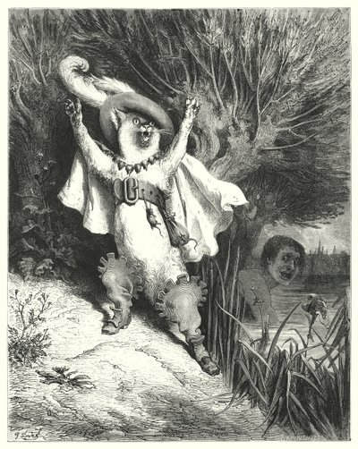 De Gelaarsde Kat (gravure) door Gustave Dore