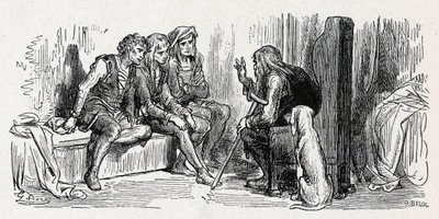 De ploeger en zijn kinderen (gravure uit 1861-1868) door Gustave Dore