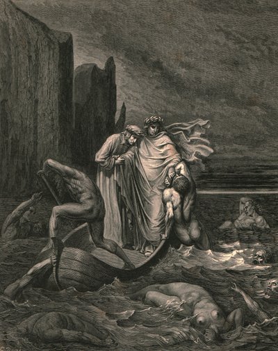 Mijn leraar wijze bewust, hem terugdringend, c1890 door Gustave Dore