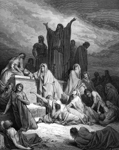 Plaag van Jeruzalem, gravure door Doré - Bijbel door Gustave Dore