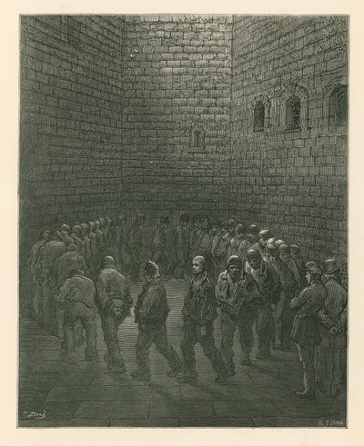 Gevangenen in de oefenplaats van de Newgate-gevangenis door Gustave Dore