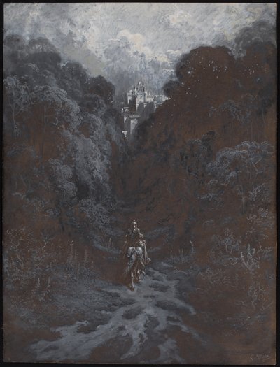 Sir Lancelot nadert het kasteel van Astolat door Gustave Dore