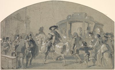 Straatscène recto, schetsen verso, ca. 1848-49 door Gustave Dore