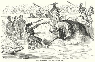 De Banderillero in de stoel (gravure) door Gustave Dore