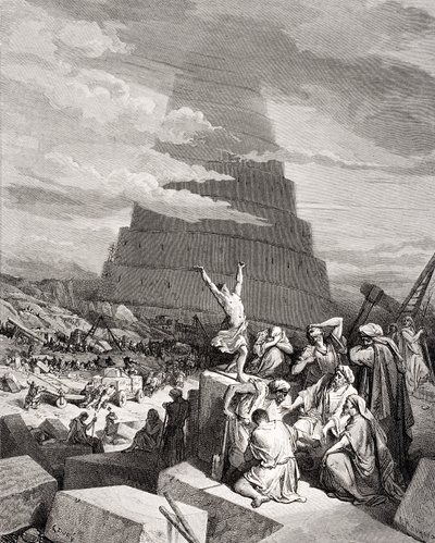 De verwarring van de talen, Genesis 11:7-9, illustratie uit Dore