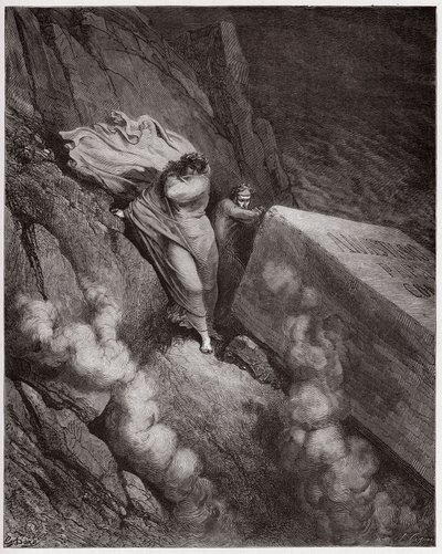 De Goddelijke Komedie, Inferno, Canto 11: Het brandende graf van paus Anastasius II - door Dante Alighieri (1265-1321) - Illustratie door Gustave Dore (1832-1883) door Gustave Dore