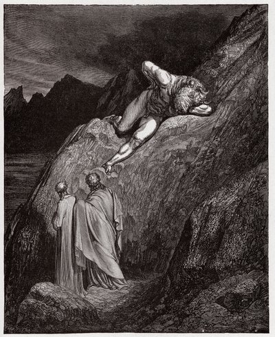 De Goddelijke Komedie, Inferno, Canto 12: De Minotaurus op de verbrijzelde klif - door Dante Alighieri (1265-1321) - Illustratie door Gustave Dore (1832-1883) door Gustave Dore