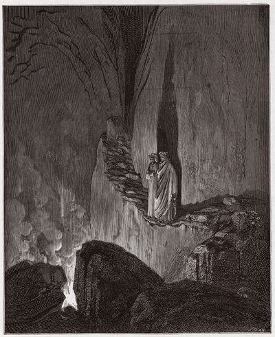 De Goddelijke Komedie, Inferno, Canto 26: De vlammende geesten van Ulysses en Diomedes - door Dante Alighieri (1265-1321) - Illustratie door Gustave Doré (1832-1883) door Gustave Dore