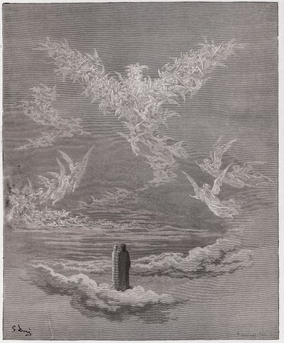 De Goddelijke Komedie (La Divina Commedia, La Divine Comedie), Paradiso, Canto 19: De gezegende zielen vormen een adelaar in de lucht - door Dante Alighieri (1265-1321) - Illustratie door Gustave Doré (1832-1883) door Gustave Dore