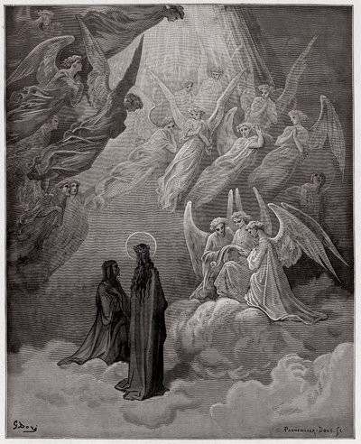 Paradiso, Canto 20: De lichtgevende zielen zingen (Illustratie door Gustave Doré) door Gustave Dore