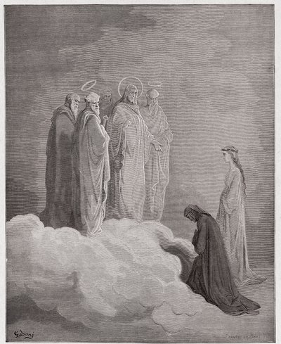 De Goddelijke Komedie, Paradiso, Canto 26: St. Johannes onderzoekt Dante over liefde - door Dante Alighieri (1265-1321) - Illustratie door Gustave Doré (1832-1883) door Gustave Dore