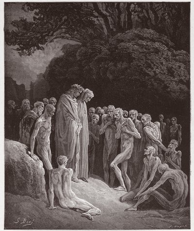 Purgatorio, Canto 23: De zielen van de gulzigaards (Illustratie door Gustave Doré) door Gustave Dore