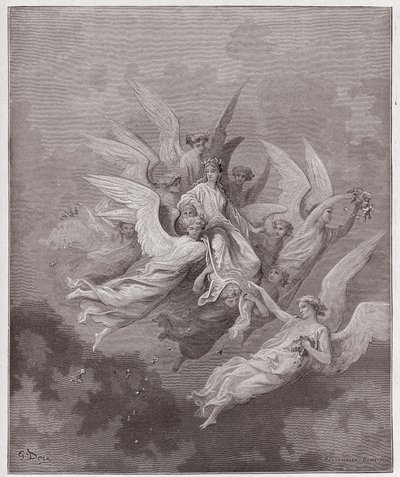 De Goddelijke Komedie, Purgatorio, Canto 30: Beatrice tussen de engelen - door Dante Alighieri (1265-1321) - Illustratie door Gustave Doré (1832-1883) door Gustave Dore