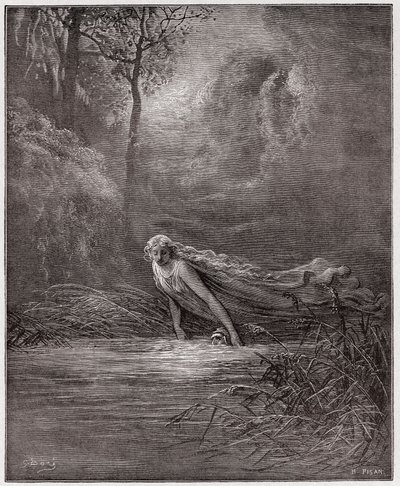 De Goddelijke Komedie, Purgatorio, Canto 31: Dante ondergedompeld in de rivier Lethe - door Dante Alighieri (1265-1321) - Illustratie door Gustave Doré (1832-1883) door Gustave Dore