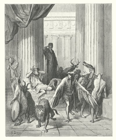 De Fabels van La Fontaine: De Metgezellen van Ulysses door Gustave Dore