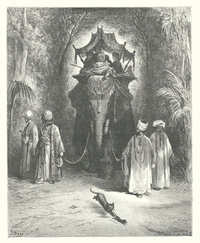 De fabels van La Fontaine: De rat en de olifant door Gustave Dore