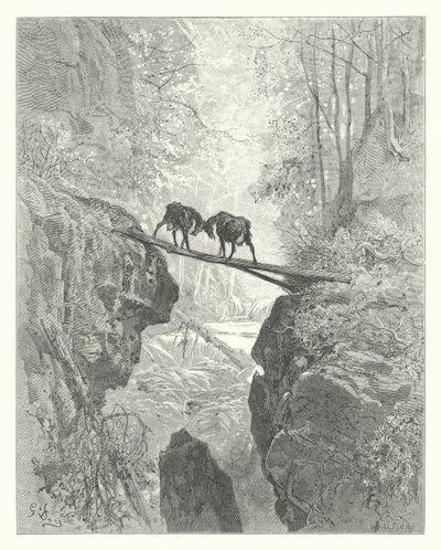 De Fabels van La Fontaine: De Twee Geiten door Gustave Dore