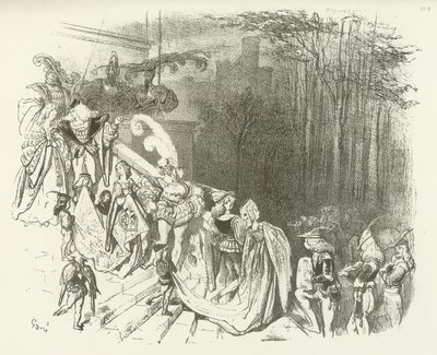 De heren en dames van het kasteel. Begin 16e eeuw door Gustave Dore