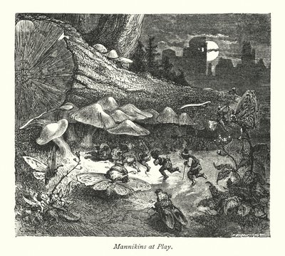 Het kasteel van de Mannikins (gravure) door Gustave Dore