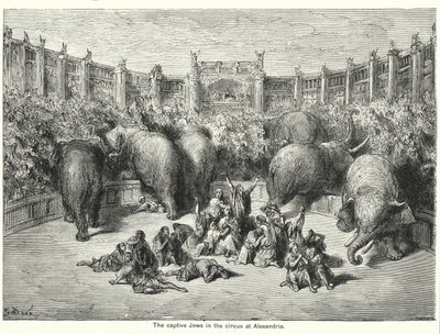 De gevangen Joden in het circus van Alexandrië (gravure) door Gustave Dore