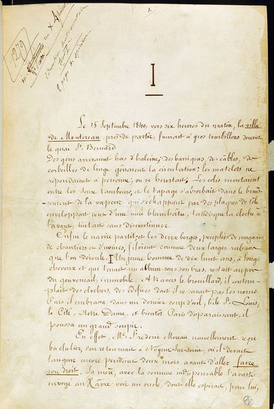 Eerste pagina van het manuscript van “L