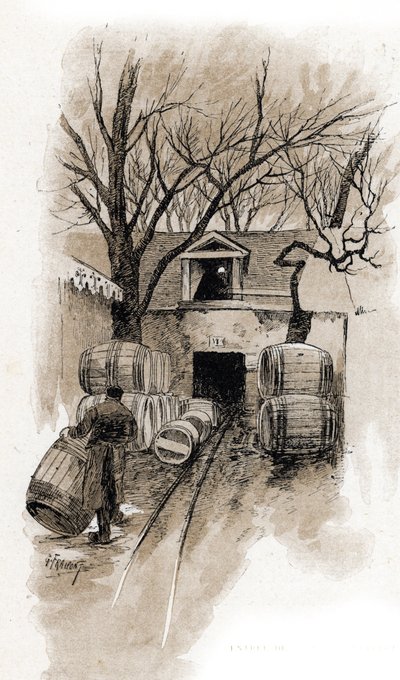 Ingang van de kelder van de Bercy-warehouses, Parijs door Gustave Fraipont