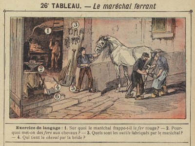 De hoefsmid (kleur litho) door Gustave Fraipont