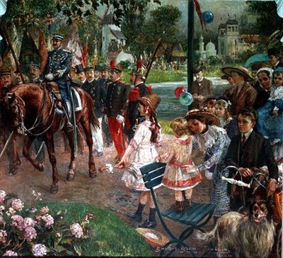 De Mars naar de Tentoonstelling in Roubaix, 1907 (muurschildering) door Gustave Grau