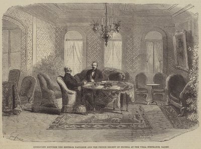 Ontmoeting tussen Keizer Napoleon en de Prins-Regent van Pruisen in de Villa Stephanie, Baden door Gustave Janet