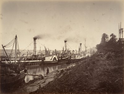 Fête de S. A. Ismaïl Pacha aan boord van de boten van LL. A A. de prinsen, januari 1867, 1867 door Gustave Le Gray