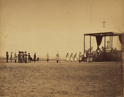 [Militaire mis in Camp de Chalons in aanwezigheid van de keizer (Le messe militaire..Camp de Chalons...presence de l
