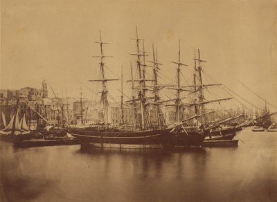 Schepen in de haven van Sète door Gustave Le Gray