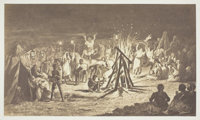Zonder titel [Schilderij van De Kampvuren bij Camp de Chalons door Bénédict Masson], 1857 door Gustave Le Gray