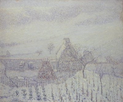 Sneeuwstorm in Hedouville door Gustave Loiseau