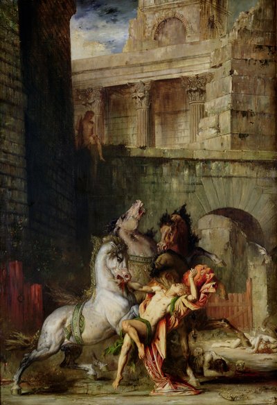 Diomedes Gegeten door zijn Paarden, 1865 door Gustave Moreau