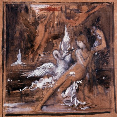 Leda en de Zwaan. Tekening door Gustave Moreau (1826-1898). door Gustave Moreau