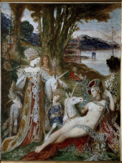 De Eenhoorns, circa 1885 door Gustave Moreau