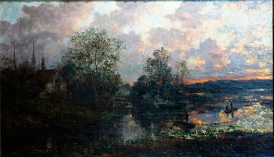 Landschap met een kleine boot door Gustave de Duyts