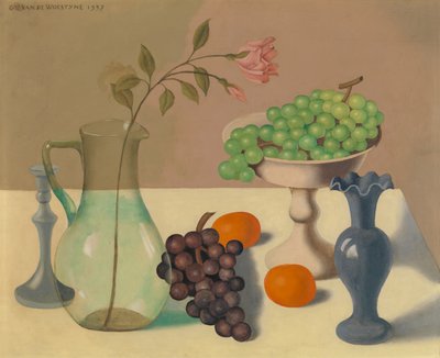 Stilleven met druiven door Gustave van de Woestyne