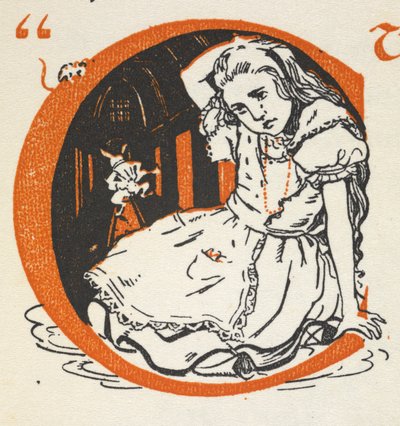 Verlichte letter C met Alice en het Witte Konijn erin door Gwynedd M. Hudson