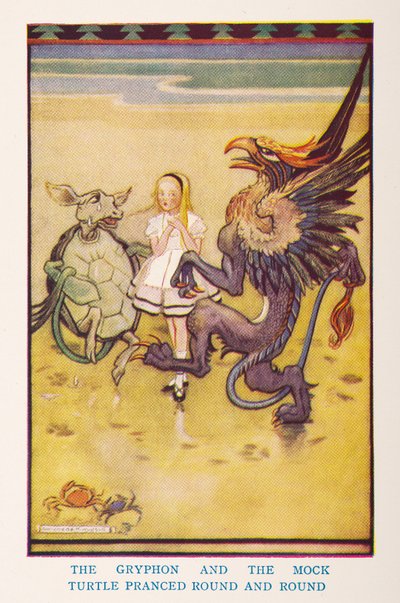 De Gryphon en de Mock Turtle dansten rond en rond, uit de kinderkamer Alice in Wonderland / naverteld voor de kinderkamer door Irene Pearl; de afbeeldingen door Gwynedd Hudson door Gwynedd M. Hudson