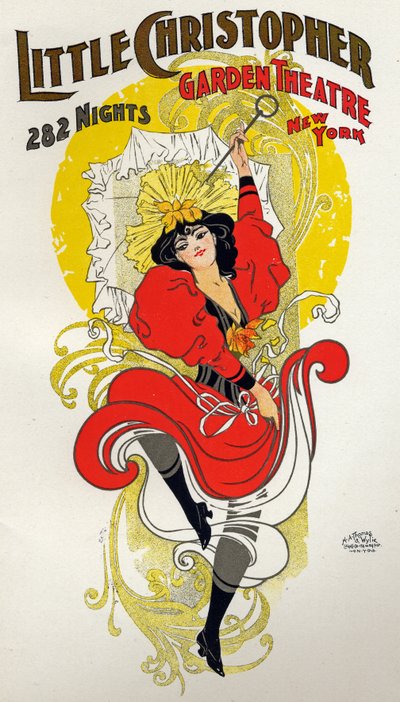 Cancan danseres, poster door H.A. Thomas voor een show in het Little Christopher Theater, New York door H.A. Thomas