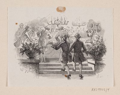Illustratie voor "Het Tondeldoosje" in H.C. Andersen, "Sprookjes en Verhalen", Deel 1 door H.P. Hansen