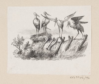 Illustratie voor "De Ooievaars" in H.C. Andersen, "Sprookjes en Verhalen", Deel 1 door H.P. Hansen